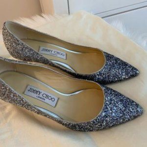 Jimmy Choo Romy 60 Navy Siler Glitter Pumps
